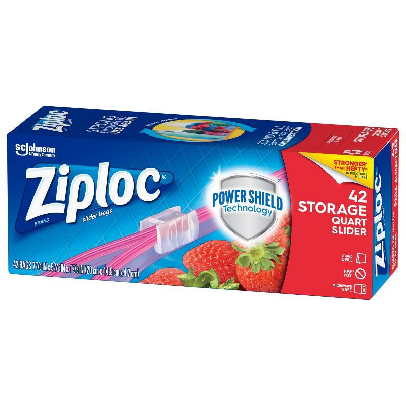 slide 10 of 11, Ziploc Slider Storage Quart Bags - 42ct, 42 ct