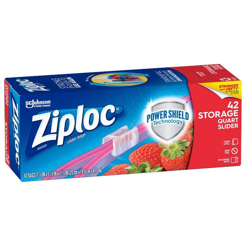 slide 11 of 11, Ziploc Slider Storage Quart Bags - 42ct, 42 ct