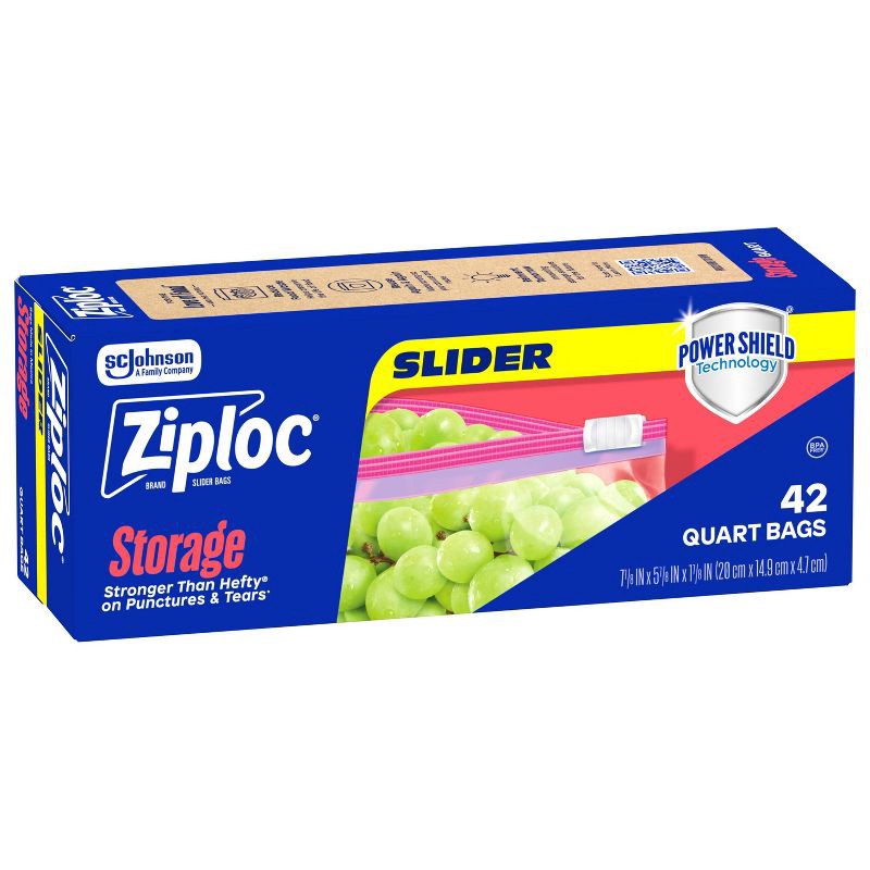 slide 11 of 11, Ziploc Slider Quart Storage Bags with Power Shield Technology - 42ct, 42 ct