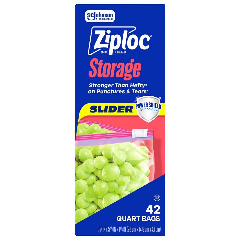 slide 1 of 11, Ziploc Slider Quart Food Storage Bags for Meal Prep - 42ct, 42 ct