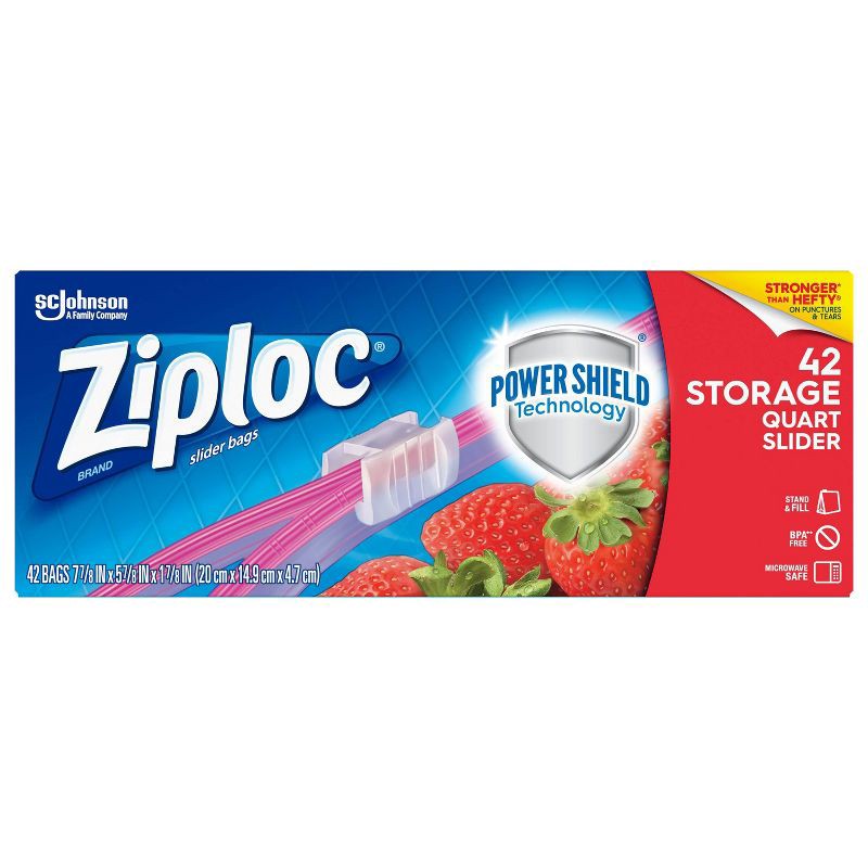 slide 1 of 11, Ziploc Slider Storage Quart Bags - 42ct, 42 ct