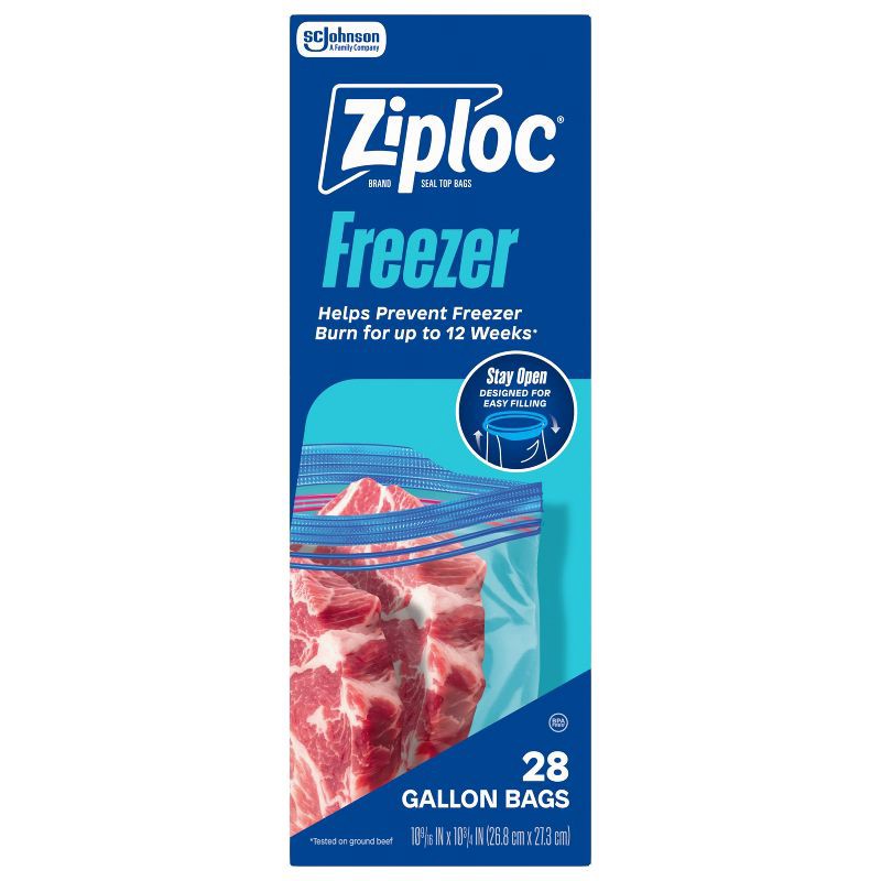 slide 3 of 13, Ziploc Gallon Freezer Bags with Grip 'n Seal Technology - 28ct, 28 ct
