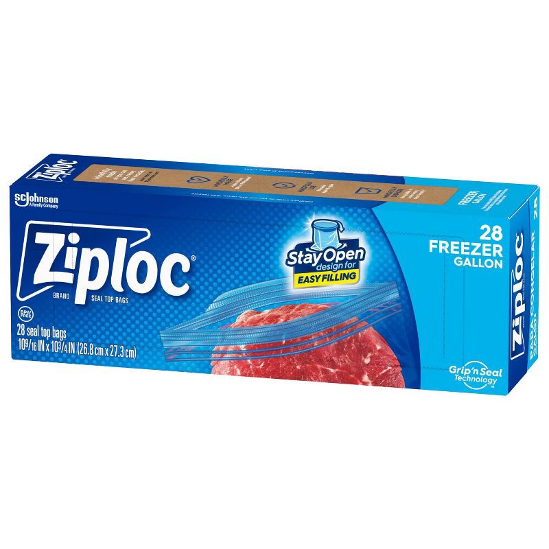 slide 13 of 16, Ziploc Freezer Gallon Bags with Grip 'n Seal Technology - 28ct, 28 ct