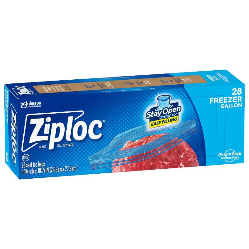 slide 14 of 16, Ziploc Freezer Gallon Bags with Grip 'n Seal Technology - 28ct, 28 ct