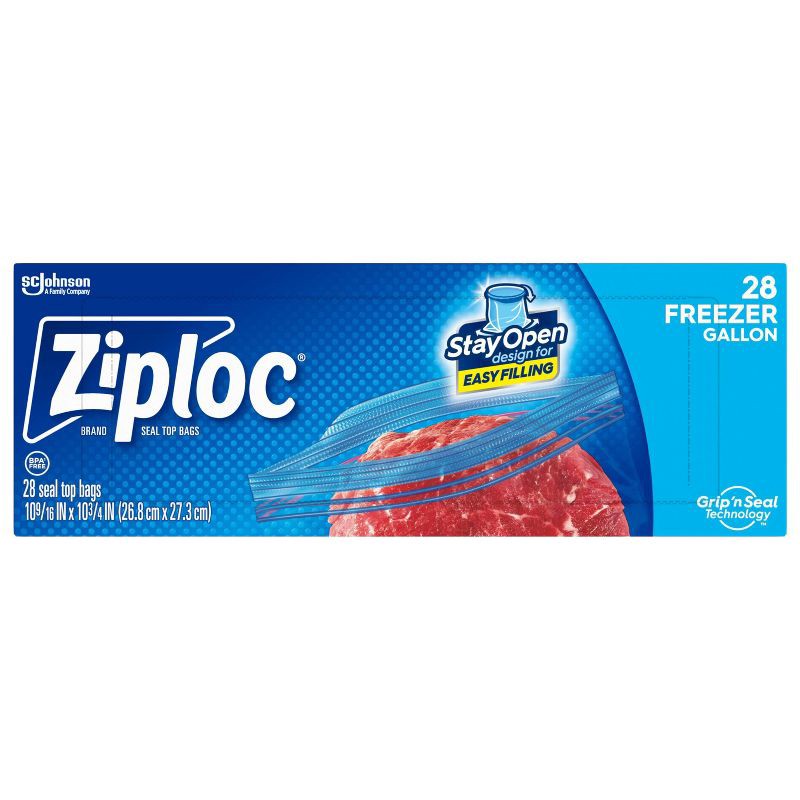 slide 1 of 16, Ziploc Freezer Gallon Bags with Grip 'n Seal Technology - 28ct, 28 ct