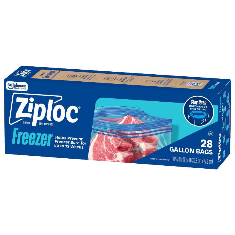 slide 10 of 13, Ziploc Gallon Freezer Bags with Grip 'n Seal Technology - 28ct, 28 ct