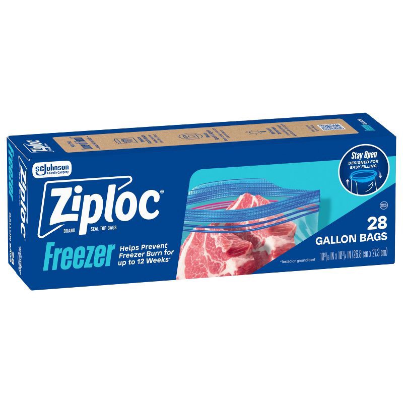 slide 11 of 13, Ziploc Gallon Freezer Bags with Grip 'n Seal Technology - 28ct, 28 ct