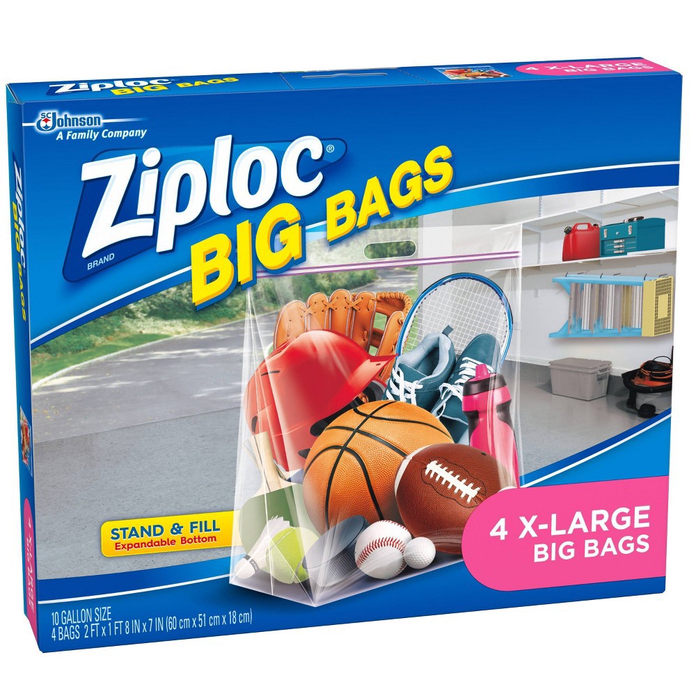 slide 3 of 7, Ziploc Big Bags XL Double Zipper - 4ct, 4 ct