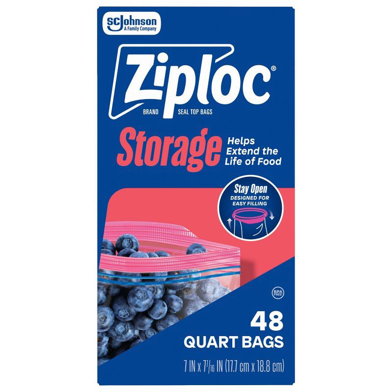 slide 3 of 12, Ziploc Quart Storage Bags with Grip 'n Seal Technology - 48ct, 48 ct