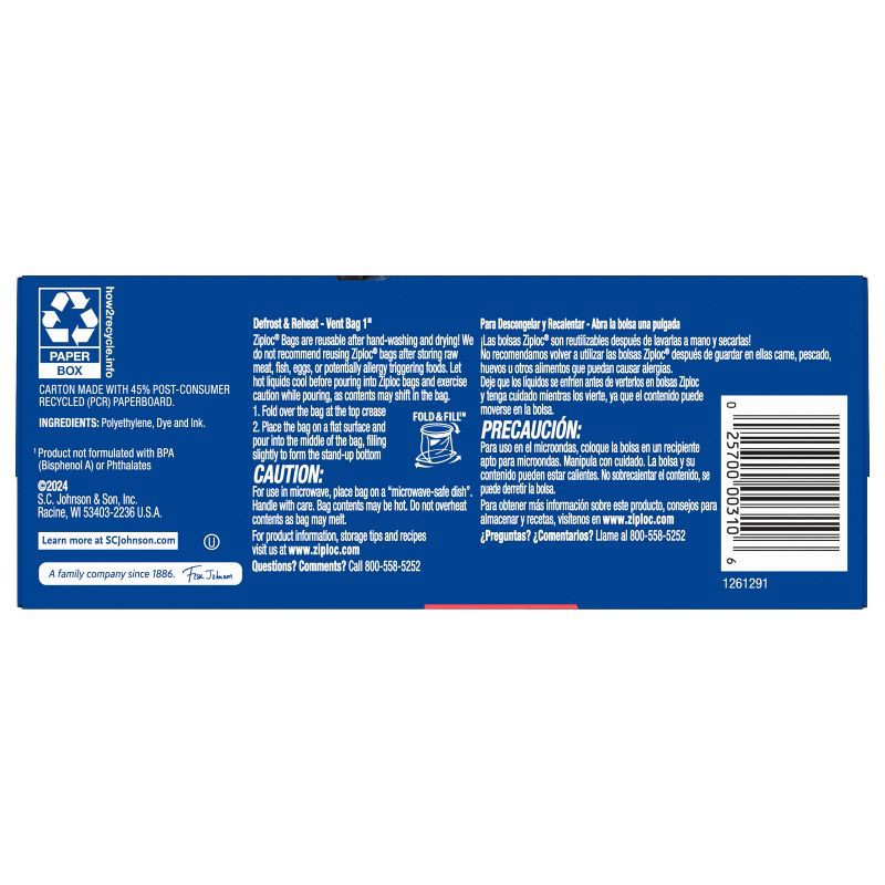 slide 12 of 13, Ziploc Quart Storage Bags for Food Preservation and Meal Prep - 48ct, 48 ct