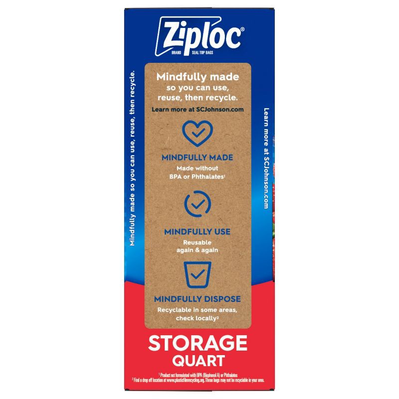 slide 15 of 16, Ziploc Storage Quart Bags with Grip 'n Seal Technology - 48ct, 48 ct