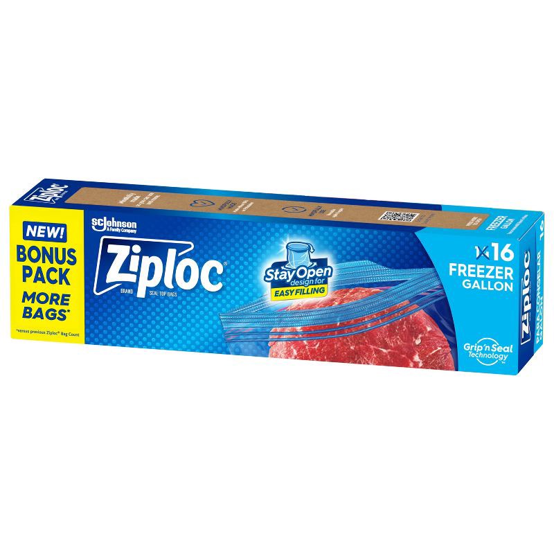 slide 1 of 1, Ziploc Freezer Gallon Bags with Grip 'n Seal Technology - 16ct, 16 ct