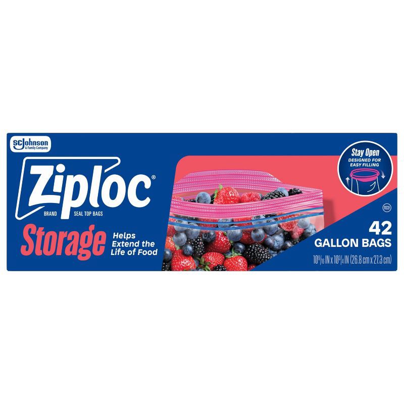 slide 1 of 12, Ziploc Gallon Storage Bags with Grip 'n Seal Technology - 42ct, 42 ct