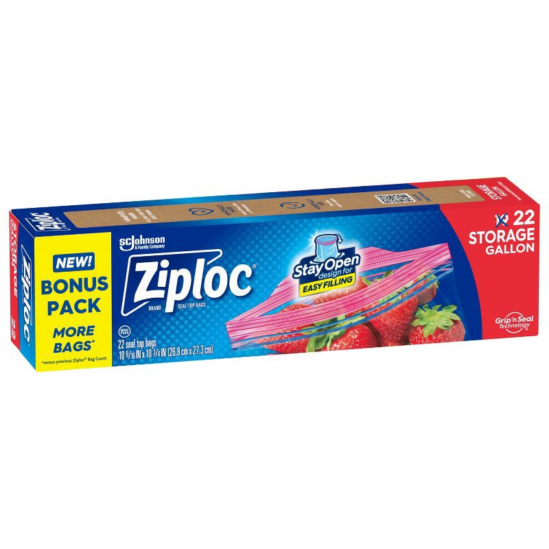 slide 13 of 15, Ziploc Storage Gallon Bags with Grip 'n Seal Technology - 22ct, 19 ct
