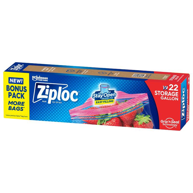 slide 1 of 15, Ziploc Storage Gallon Bags with Grip 'n Seal Technology - 22ct, 19 ct