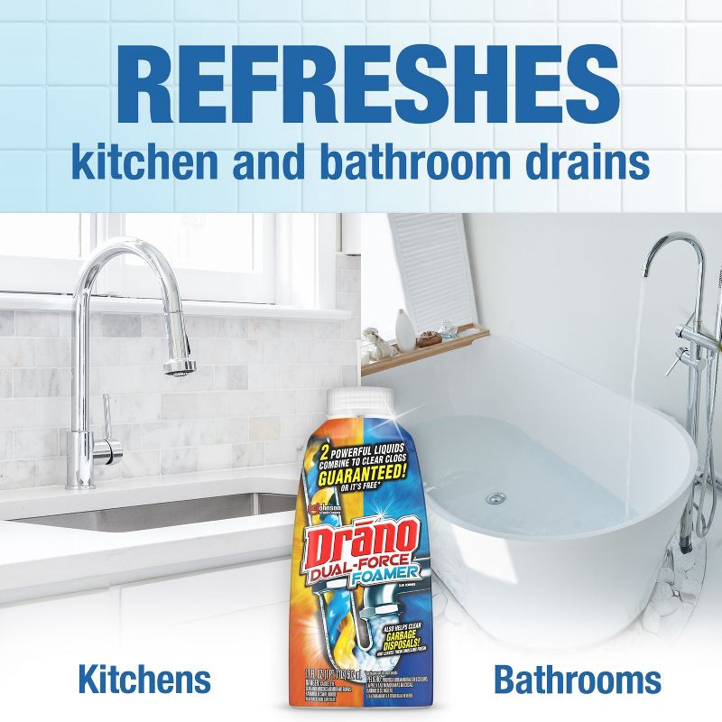 slide 8 of 14, Drano Dual-Force Drain Cleaner and Clog Remover - 17 fl oz, 17 fl oz