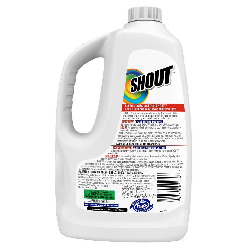 slide 3 of 12, Shout Triple-Acting Laundry Stain Remover Refill - 60 fl oz, 60 fl oz