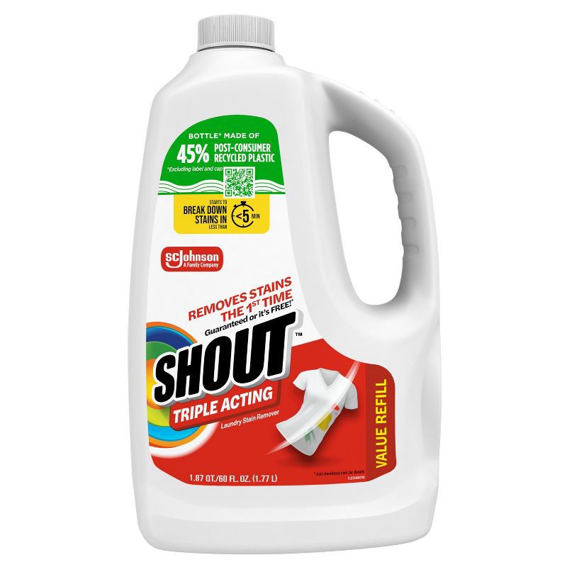 slide 4 of 12, Shout Triple-Acting Laundry Stain Remover Refill - 60 fl oz, 60 fl oz