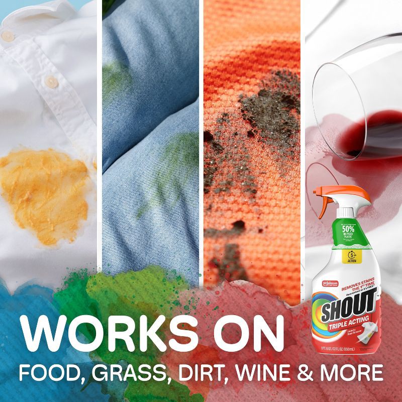 slide 6 of 12, Shout Triple-Acting Laundry Stain Remover Refill - 60 fl oz, 60 fl oz