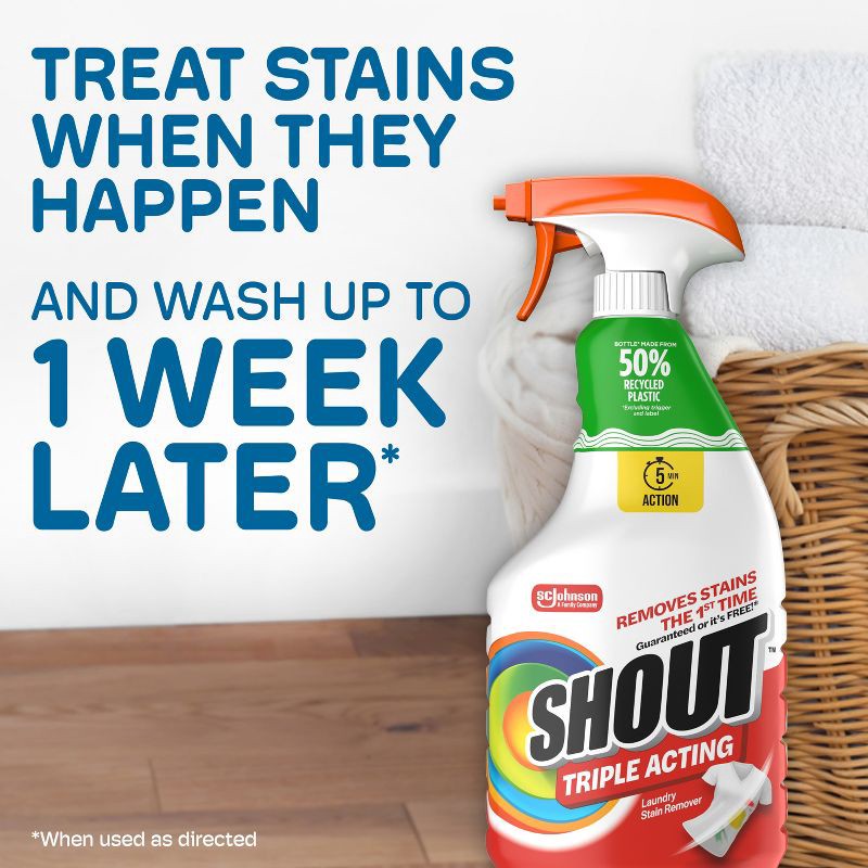 slide 8 of 12, Shout Triple-Acting Laundry Stain Remover Refill - 60 fl oz, 60 fl oz