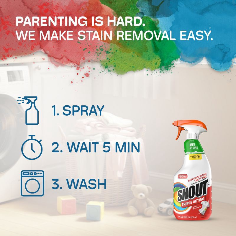 slide 10 of 11, Shout Triple-Acting Laundry Stain Remover Refill - 60 fl oz, 60 fl oz