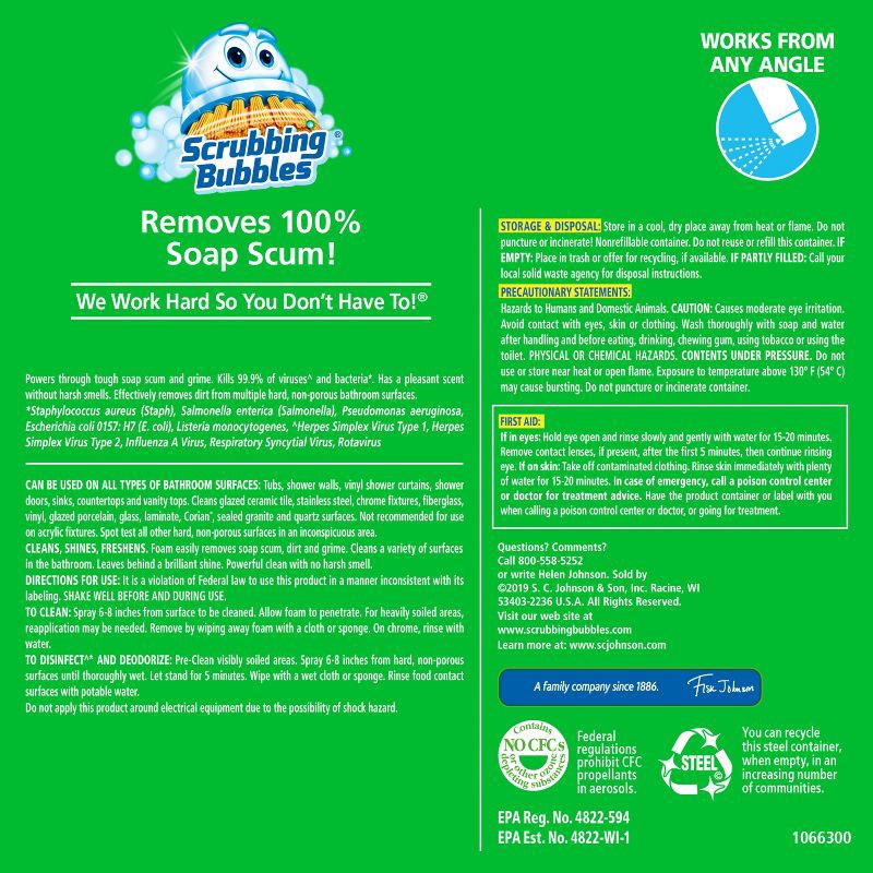 slide 9 of 11, Scrubbing Bubbles Citrus Bathroom Cleaner & Disinfectant Aerosol Spray - 20oz, 20 oz