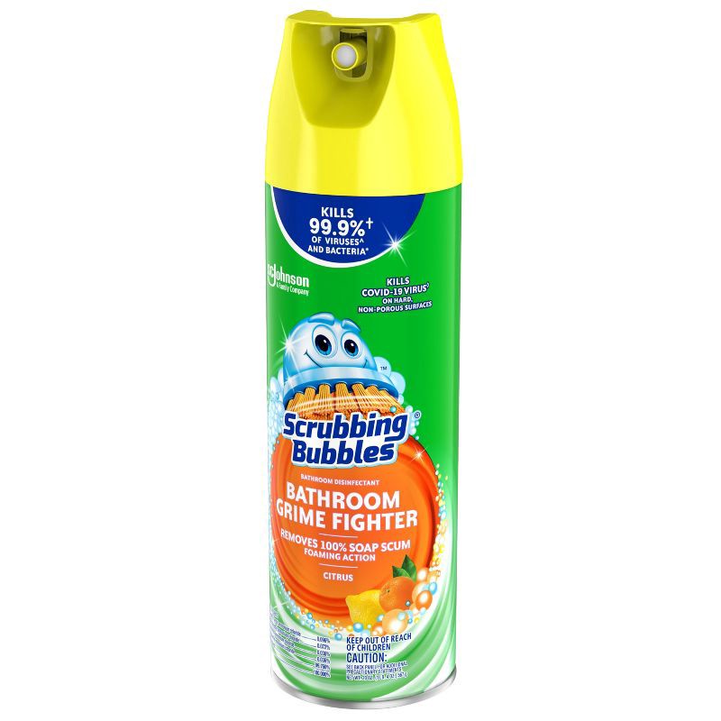 slide 10 of 11, Scrubbing Bubbles Bathroom Cleaner Disinfectant Spray Grime Fighter Aerosol - Citrus - 20oz, 20 oz