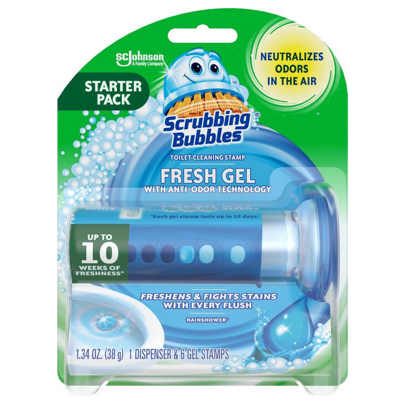 slide 4 of 11, Scrubbing Bubbles Fresh Gel Toilet Bowl Cleaner Stamps - Rainshower - 6ct, 6 ct