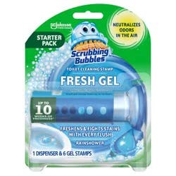 Scrubbing Bubbles Toilet Bowl Cleaner Stamp Gel Tablets - Rainshower - 6ct: Paraben-Free, Prevents Lime Scale, Eliminates Odors