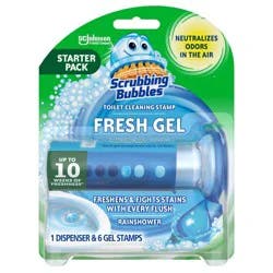 Scrubbing Bubbles Toilet Bowl Cleaner Stamp Gel Tablets - Rainshower - 6ct: Paraben-Free, Prevents Lime Scale, Eliminates Odors
