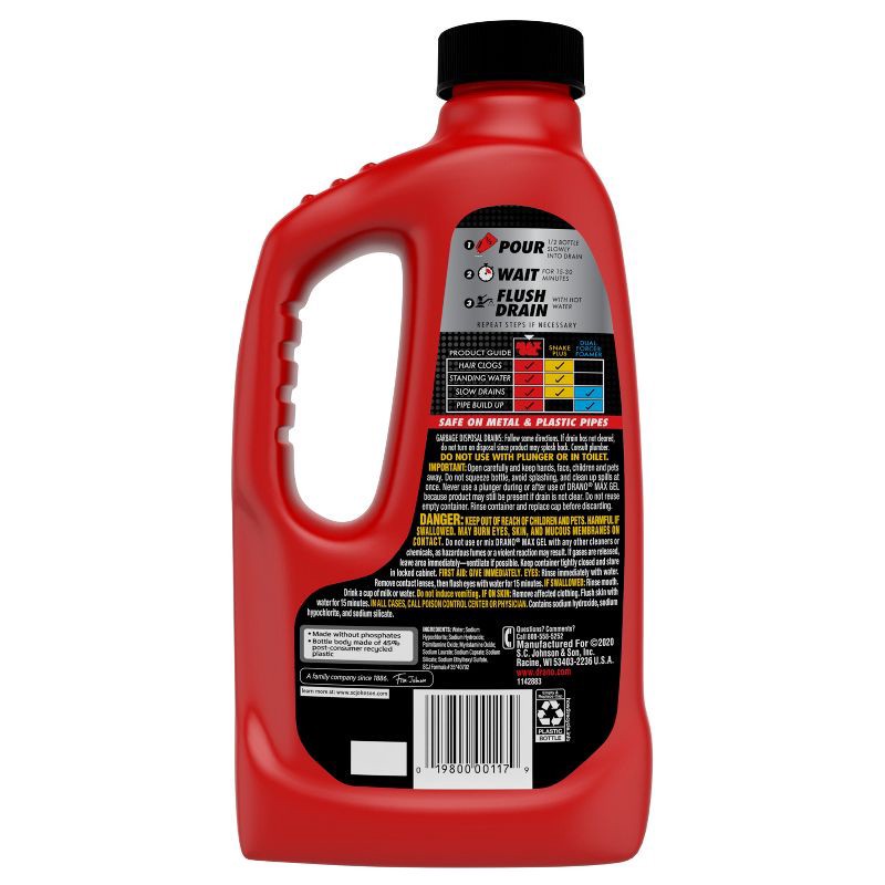 slide 8 of 10, Drano Max Gel Drain Cleaner and Clog Remover - 32 fl oz, 32 fl oz