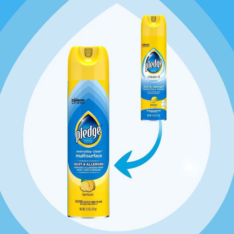slide 2 of 10, Pledge Lemon Aerosol Dust & Allergen Multisurface Cleaner - 9.7oz, 9.7 oz