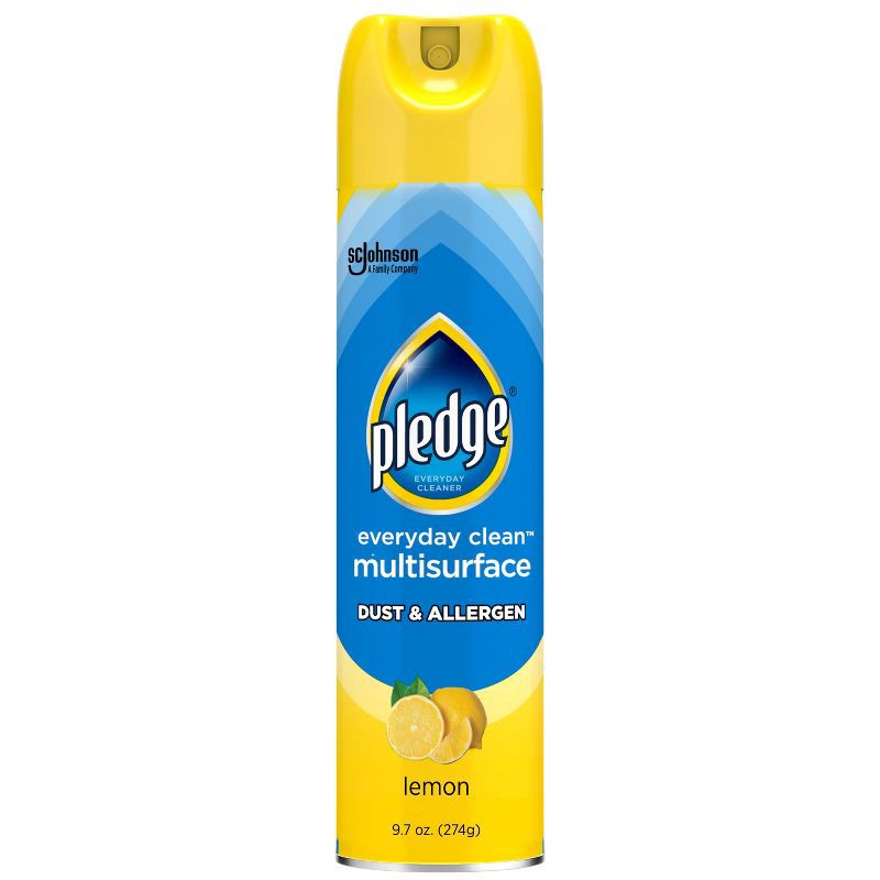 slide 1 of 10, Pledge Lemon Aerosol Dust & Allergen Multisurface Cleaner - 9.7oz, 9.7 oz