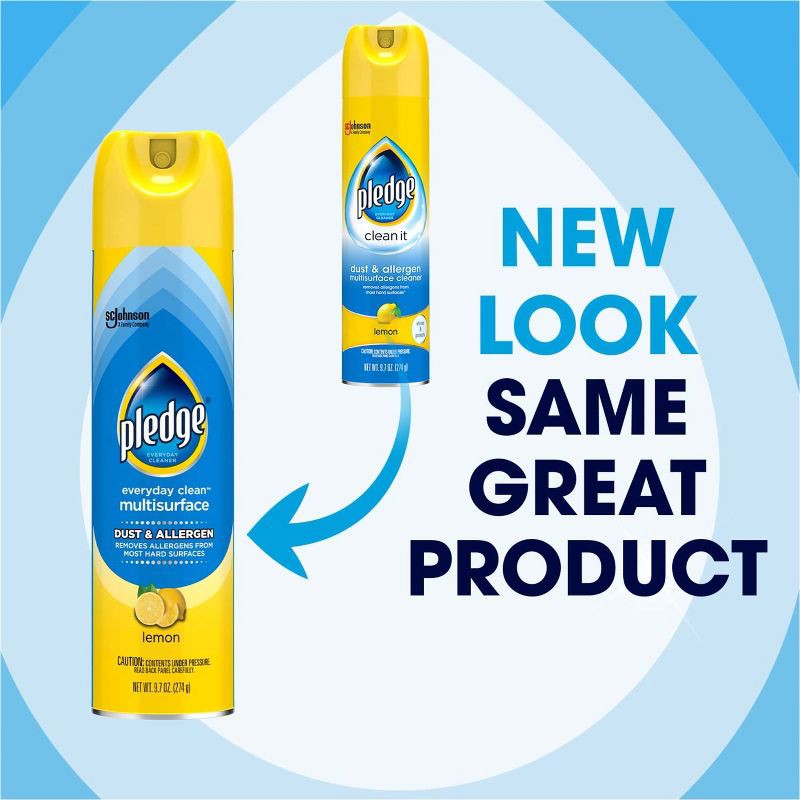 slide 5 of 11, Pledge Everyday Clean Dust & Allergen Multi Surface Cleaner Aerosol - Lemon - 9.7oz, 9.7 oz