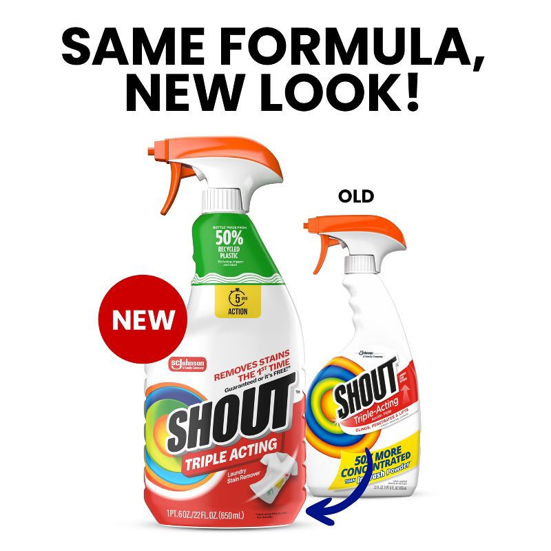 slide 2 of 13, Shout Triple-Acting Laundry Stain Remover Spray - 22 fl oz, 22 fl oz