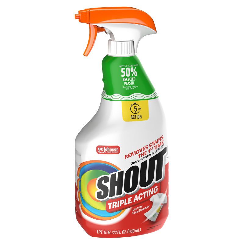 slide 12 of 13, Shout Triple-Acting Laundry Stain Remover Spray - 22 fl oz, 22 fl oz