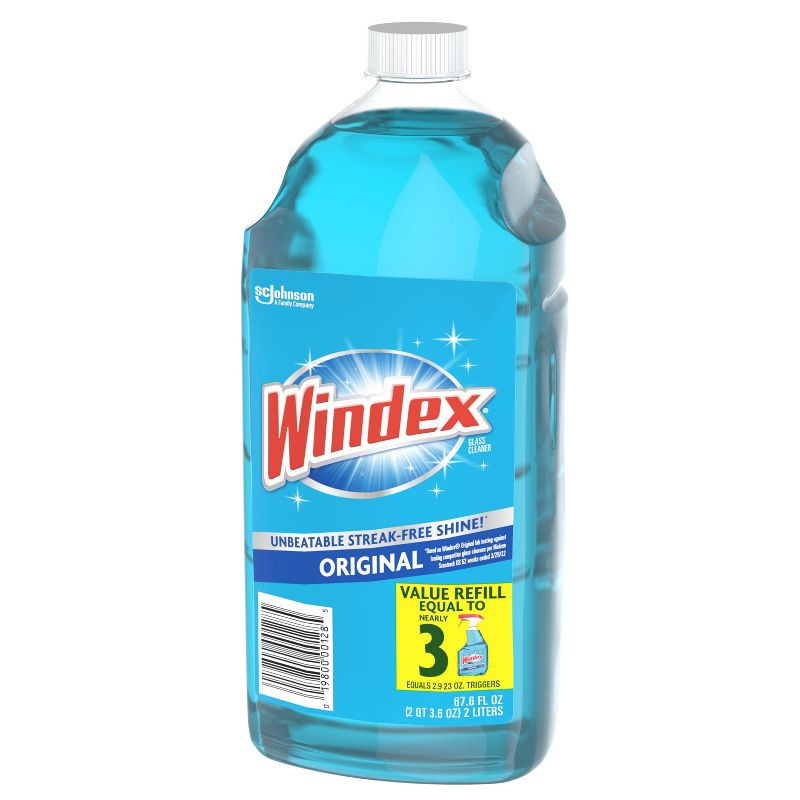 slide 12 of 13, Windex Original Blue Glass Cleaner Refill Bottle - 67.6 fl oz, 67.6 fl oz
