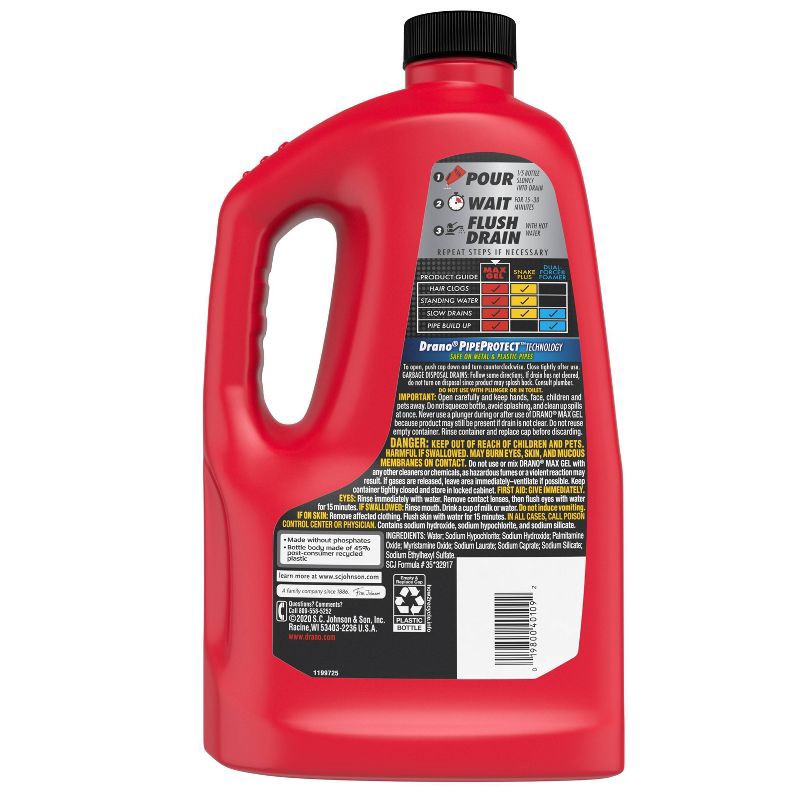 slide 3 of 14, Drano Max Gel Clog Remover - 80 fl oz, 80 fl oz