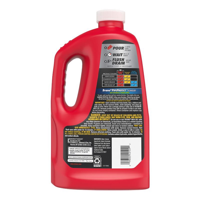 slide 10 of 11, Drano Max Gel Drain Cleaner and Clog Remover - 80 fl oz, 80 fl oz