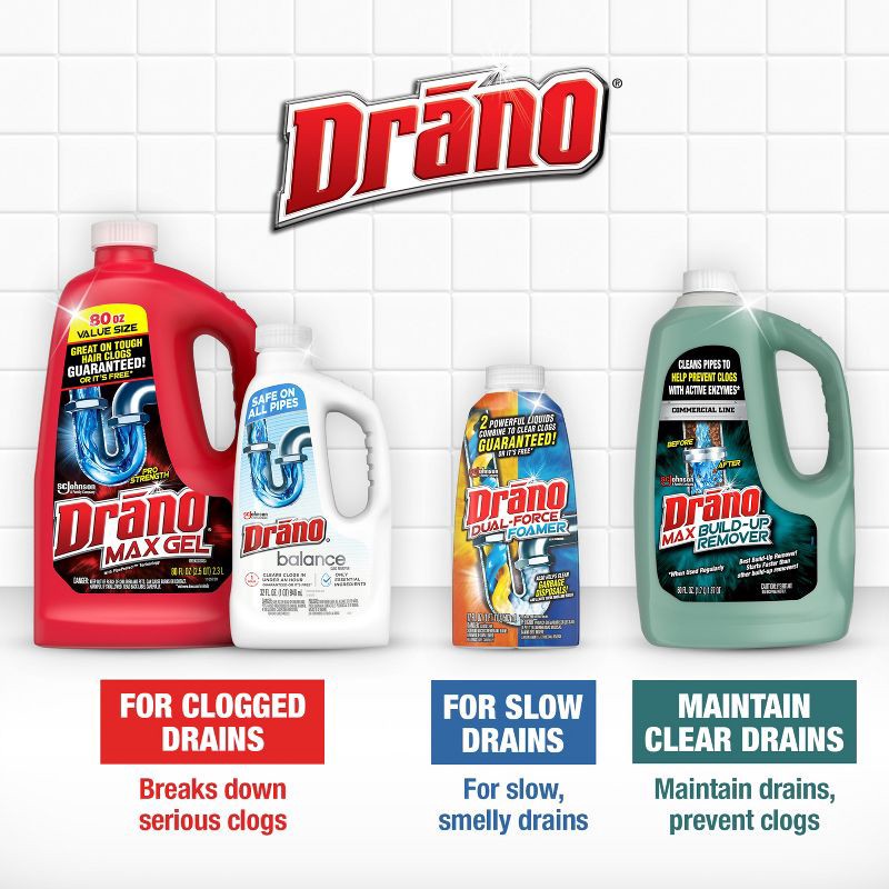 slide 11 of 11, Drano Max Gel Drain Cleaner and Clog Remover - 80 fl oz, 80 fl oz