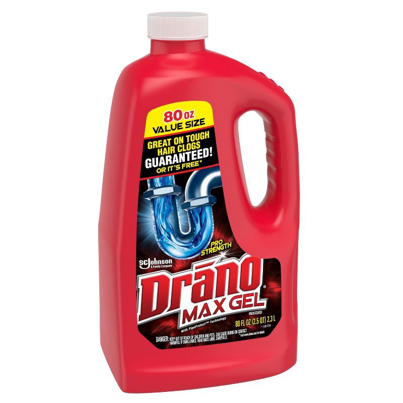 slide 13 of 15, Drano Max Gel Unscented Drain Cleaner & Clog Remover - 80 fl oz, 80 fl oz