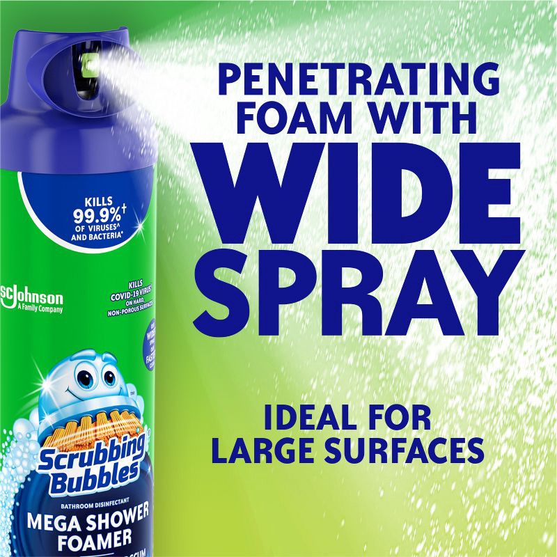 slide 2 of 13, Scrubbing Bubbles Mega Bathroom Shower Cleaner Foam Disinfectant Spray Aerosol - Rainshower - 20oz, 20 oz