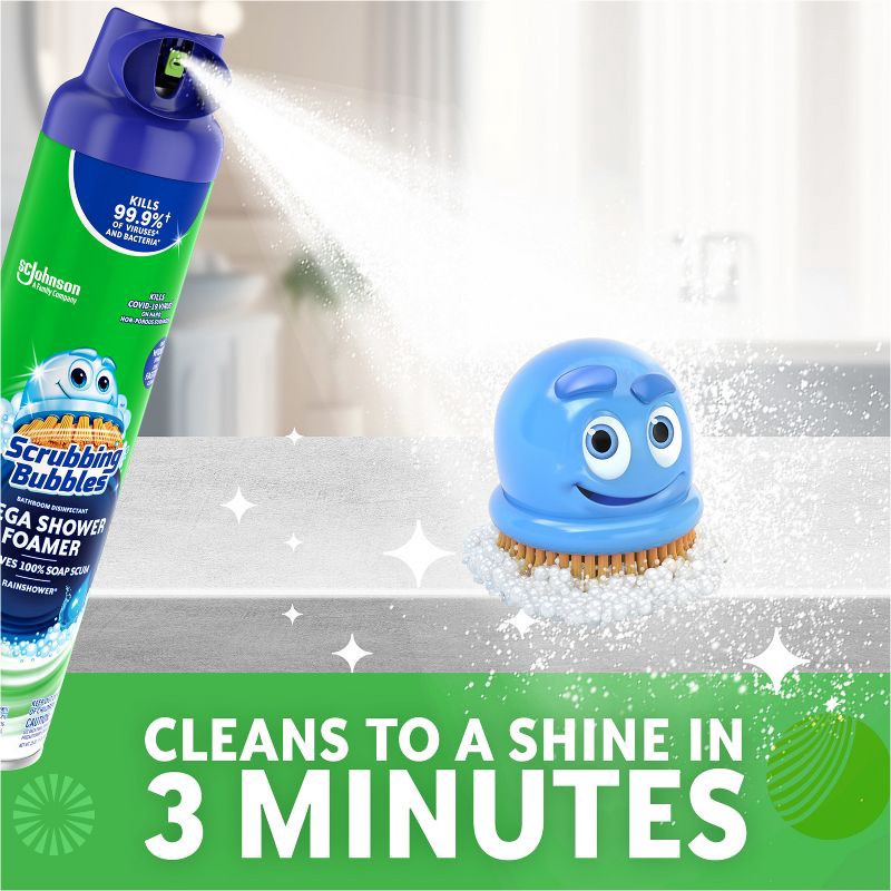 slide 8 of 13, Scrubbing Bubbles Mega Bathroom Shower Cleaner Foam Disinfectant Spray Aerosol - Rainshower - 20oz, 20 oz