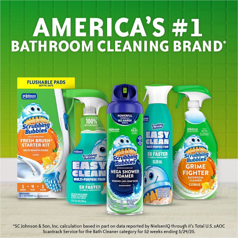 slide 11 of 13, Scrubbing Bubbles Mega Bathroom Shower Cleaner Foam Disinfectant Spray Aerosol - Rainshower - 20oz, 20 oz