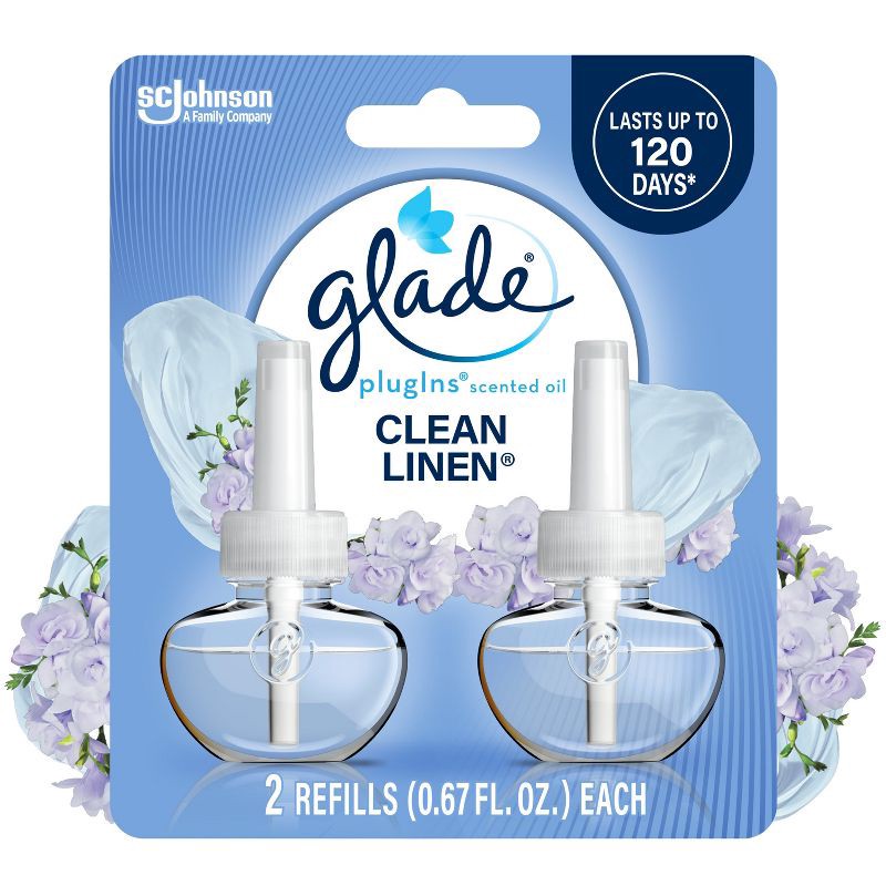 slide 1 of 16, Glade Air Freshener Plug Ins Scented Oil Diffuser Refills - Clean Linen - 1.34 fl oz/2pk, 2 ct; 1.34 fl oz