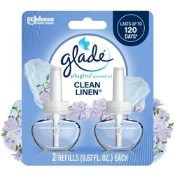 Glade Air Freshener Plug Ins Scented Oil Diffuser Refills - Clean Linen - 1.34 fl oz/2pk