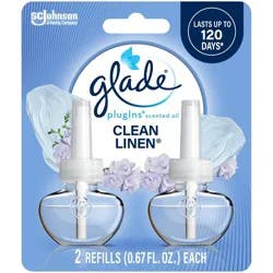 Glade Air Freshener Plug Ins Scented Oil Diffuser Refills - Clean Linen - 1.34 fl oz/2pk