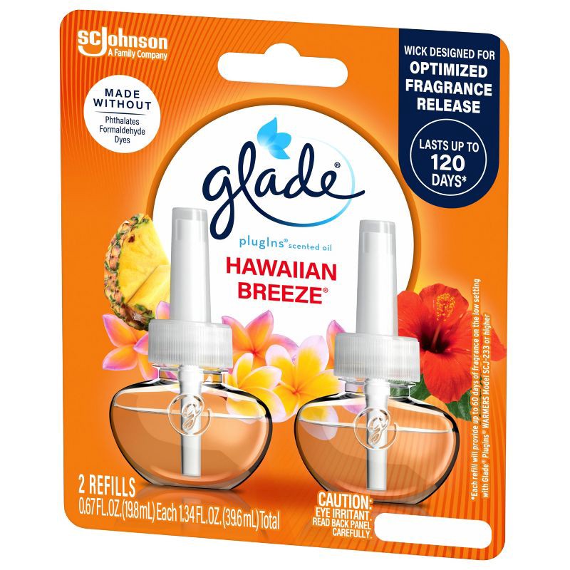 slide 15 of 16, Glade Air Freshener Plug Ins Scented Oil Diffuser Refills - Hawaiian Breeze - 1.34 fl oz/2pk, 2 ct; 1.34 fl oz