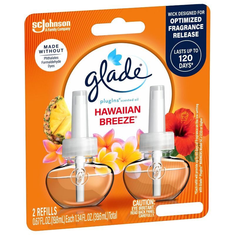 slide 16 of 16, Glade Air Freshener Plug Ins Scented Oil Diffuser Refills - Hawaiian Breeze - 1.34 fl oz/2pk, 2 ct; 1.34 fl oz