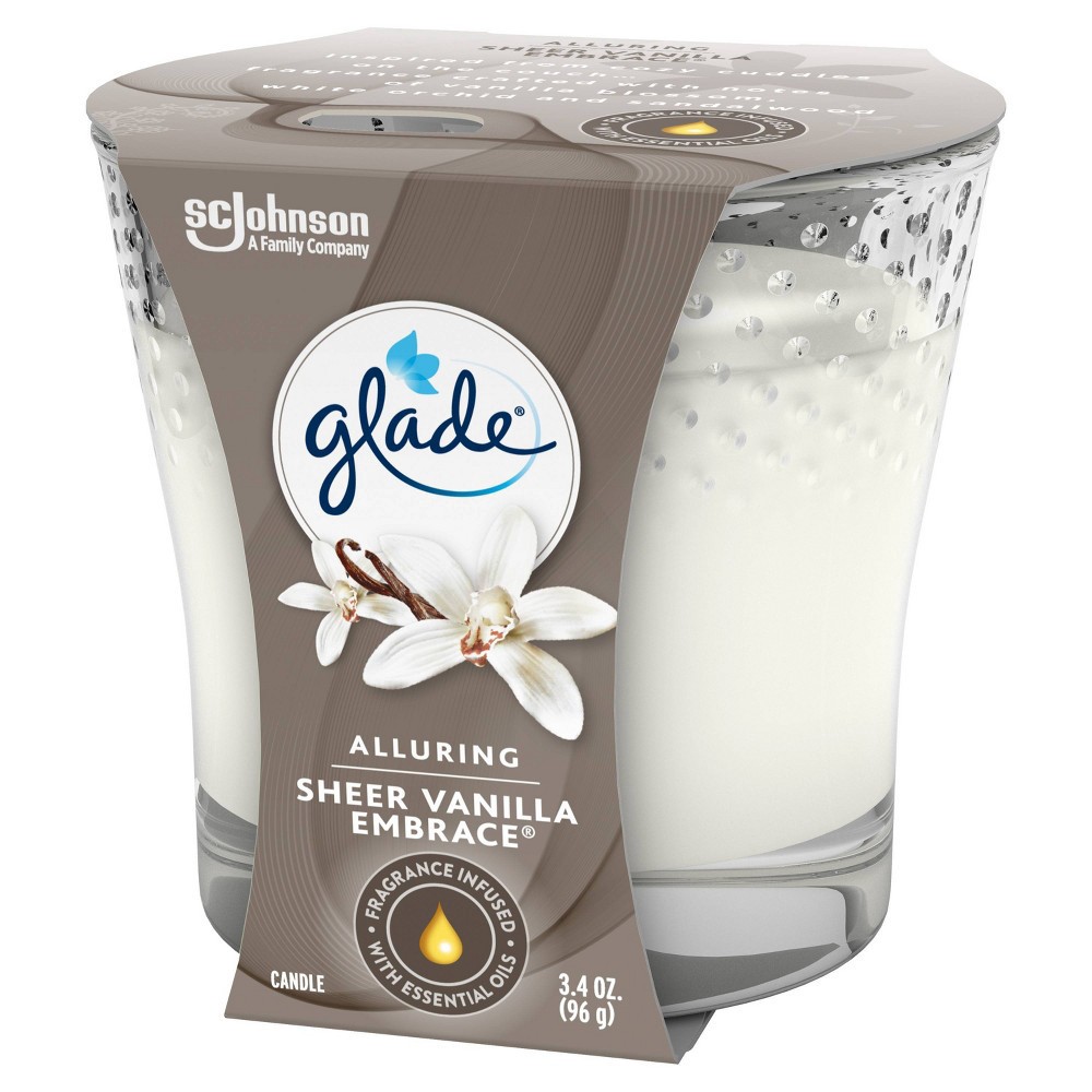 slide 4 of 9, Glade Small Jar Candles Sheer Vanilla Embrace - 3.4oz, 3.4 oz